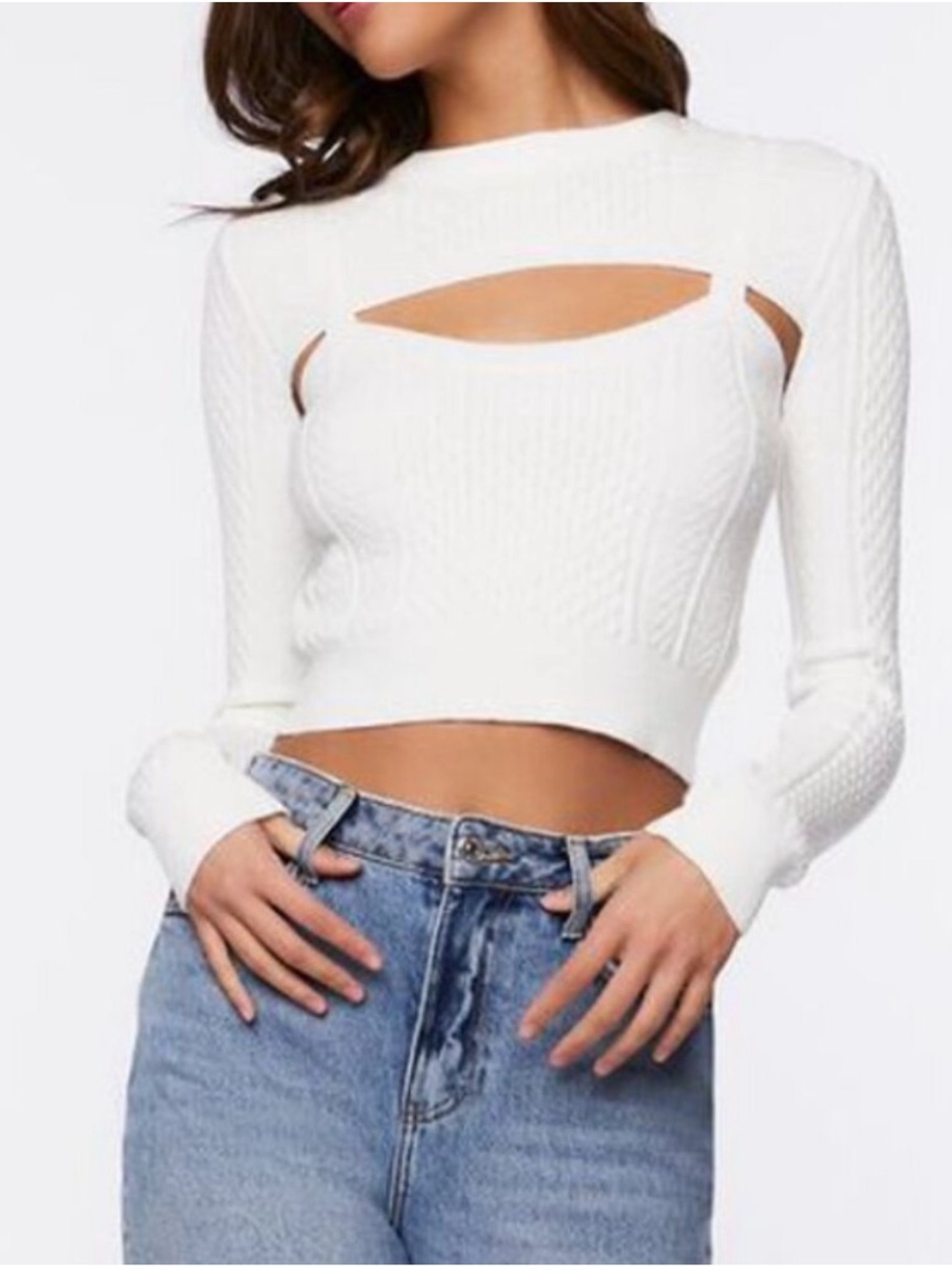 NWT Forever 21 Vanilla Cable Knit Combo Top